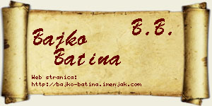 Bajko Batina vizit kartica